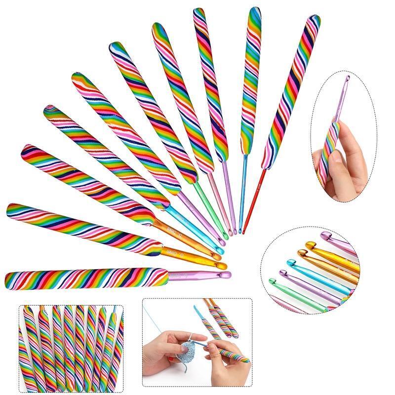 10pcs Colorful Crochet Hooks Set Crochet Needles Weaving Sewing Knitting Tools