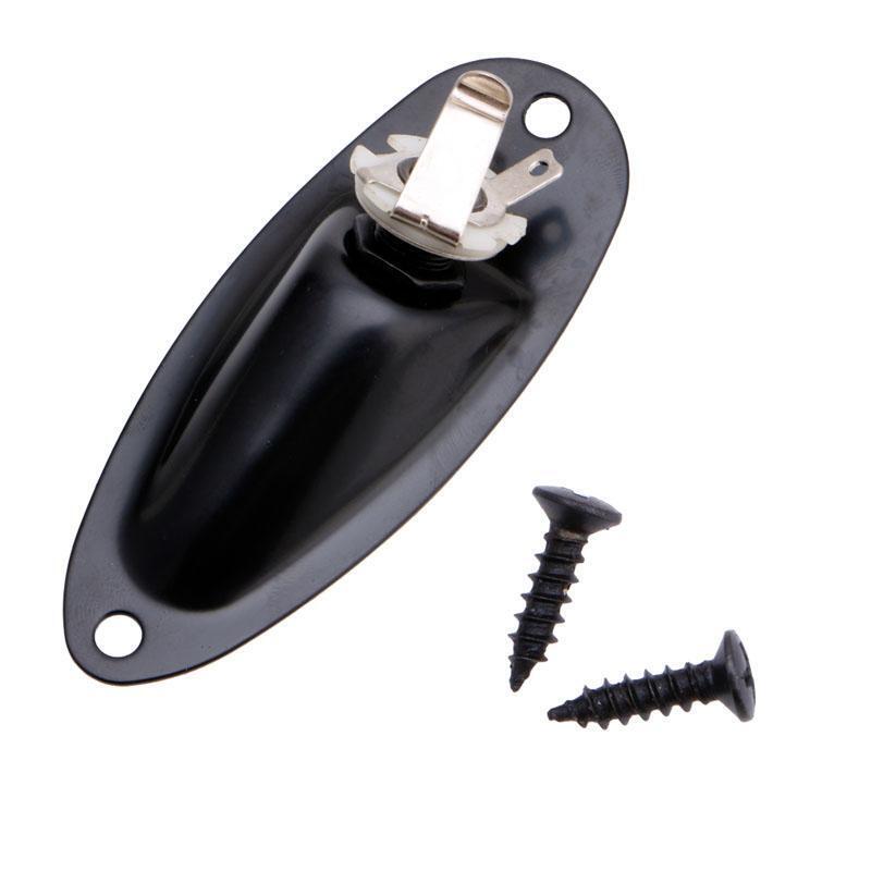 Black Boat Input Output Jack Plate Socket With Screws For Fender Strat Guitar