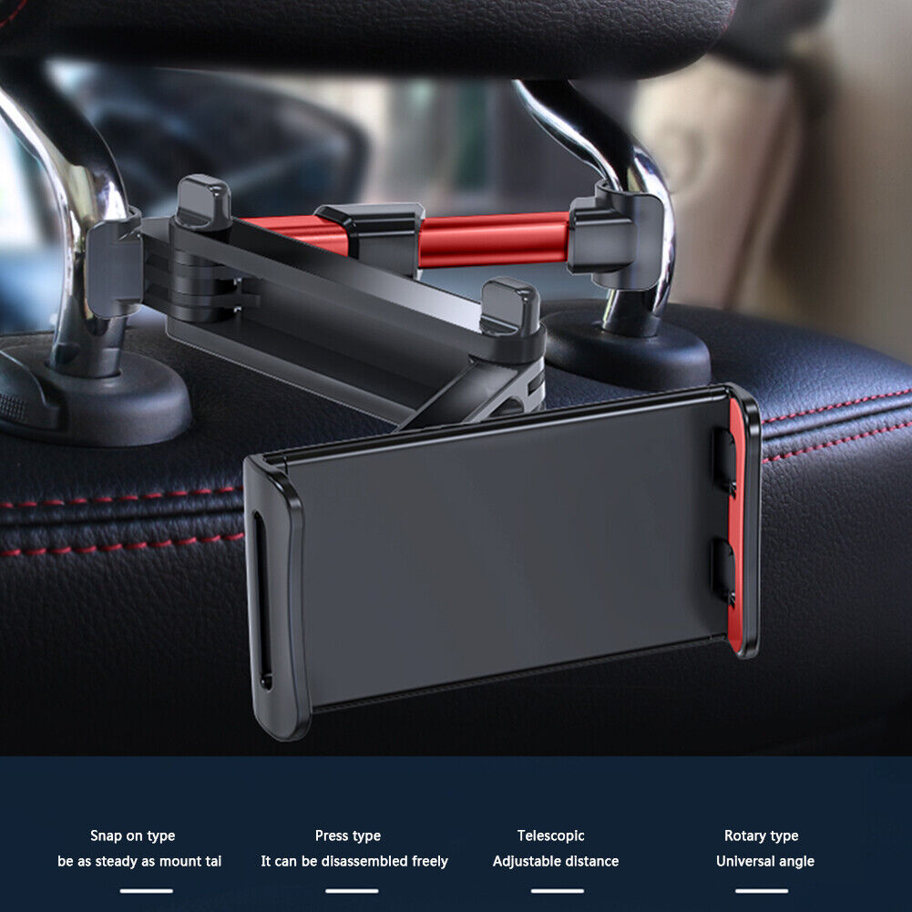 Stretch Car Headrest Phone Holder 360 Rotation Back Seat Bracket (Red)