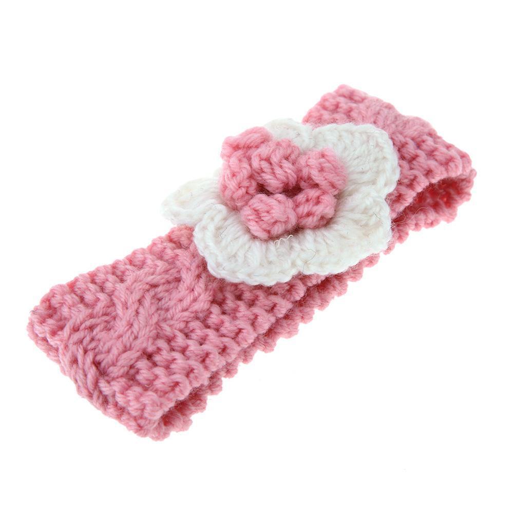 Knitted Flower Kids Hair Band Twist Woven Woolen Baby Headband(Pink)
