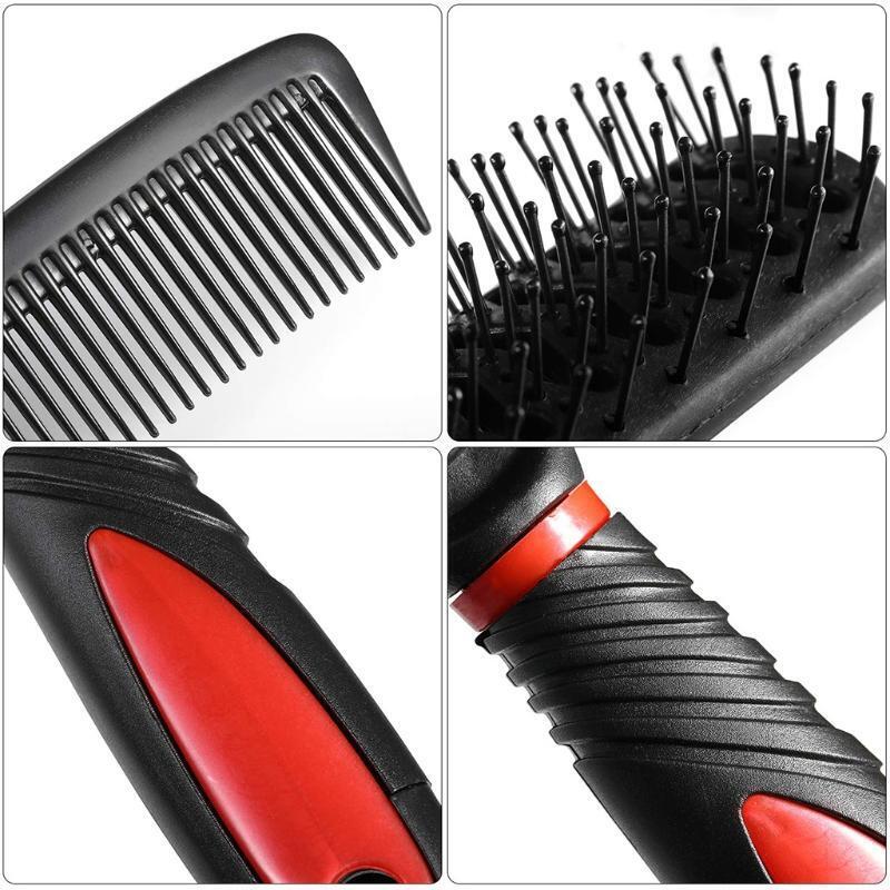 5Pcs Hair Brush Combs Set Salon Hairdressing Styling Tool Mirror Holder Stand