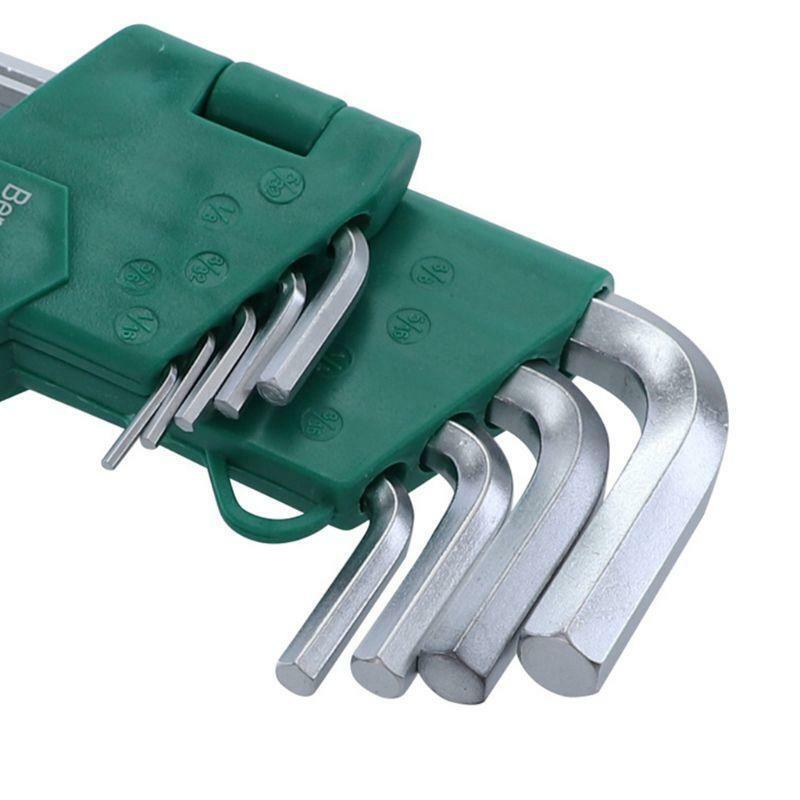 9pcs/set Hex Allen Key Wrench L-Shape 1/16''-3/8'' Hexagon Repair Bicycle Tools