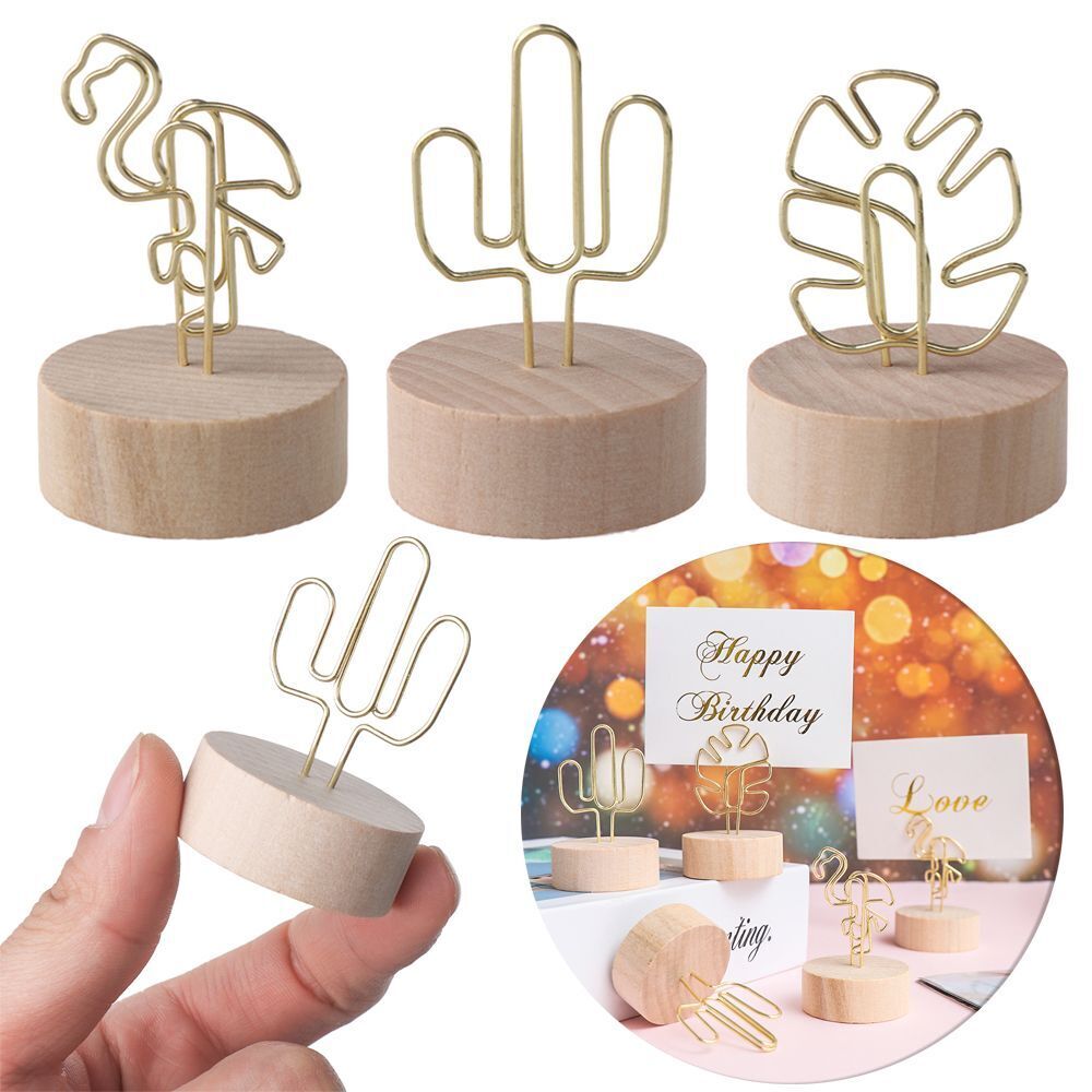 Table Numbers Holder Wooden Picture Frame Place Card Photos Clips Clamps Stand