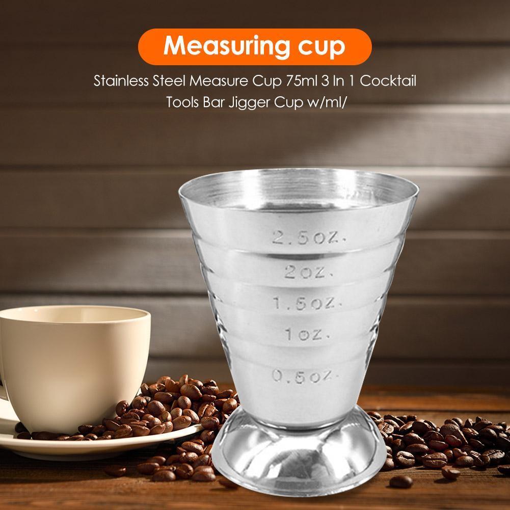 75ml Stainless Steel Measure Cup Cocktail Tool Bar Mixed Drink Jigger Spoon