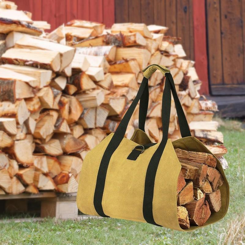 Wood Carrier Bag Log Camping Outdoor Holder Carry Storage Bag Wooden Canvas Bag