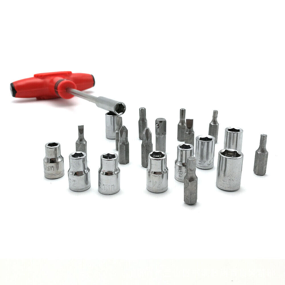 24pcs T-Handle Screwdriver Set Bits with Hex Head Drill Head Kit w/Sockets