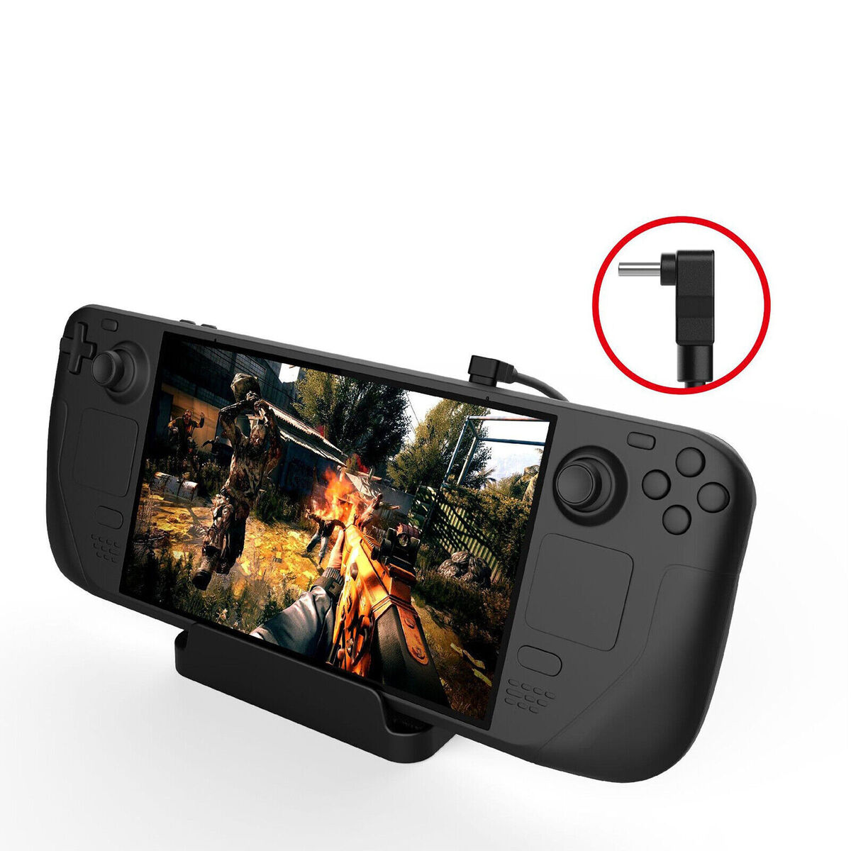 Replace for Steam Deck Console Game Console Stand Holder with Charging Cable