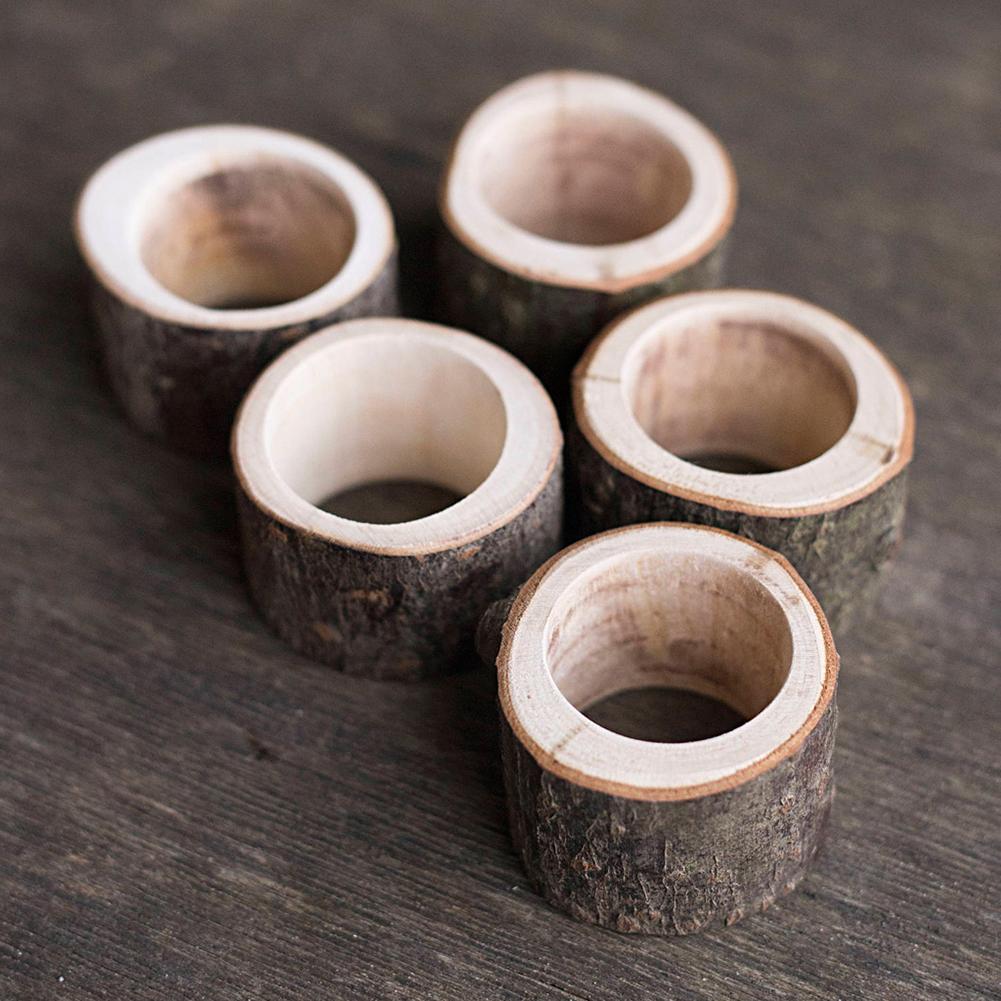 Rustic Wooden Napkin Ring Wedding Party Napkin Holder Table Decoration Gift