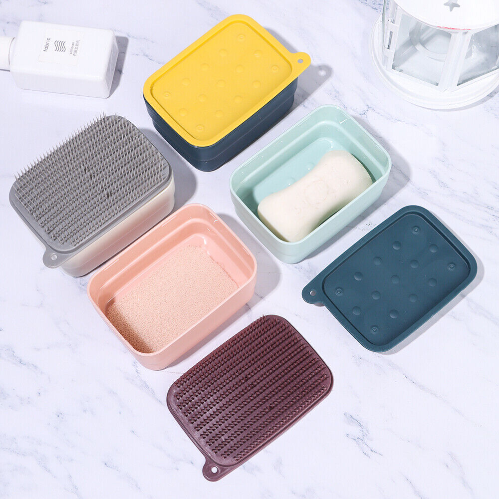 Sponge with Cleaning Brush Travels Soap Case Soap Dish Soapbox Storage Box