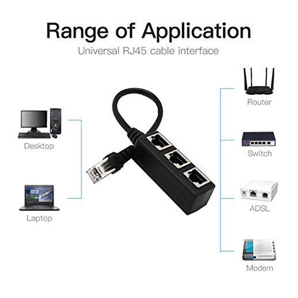 1 Male to 3 Female RJ45 Ethernet Splitter Cable Super Cat5 Cat5e Cat6 Cat7