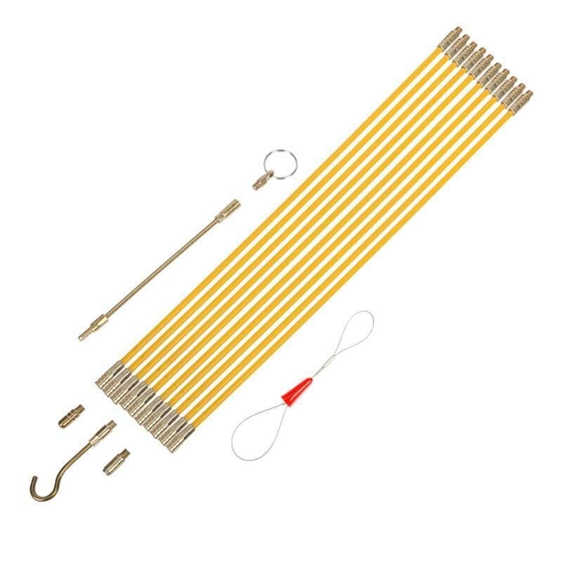 10Pcs/Set Pull Push Rods Cable Rods Fiberglass Cable Electrical Fish Tape Kit
