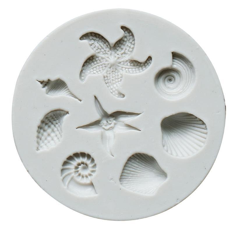 Silicone Material Fondant Moulds Starfish Conch Seashell Shapes for DIY Baking