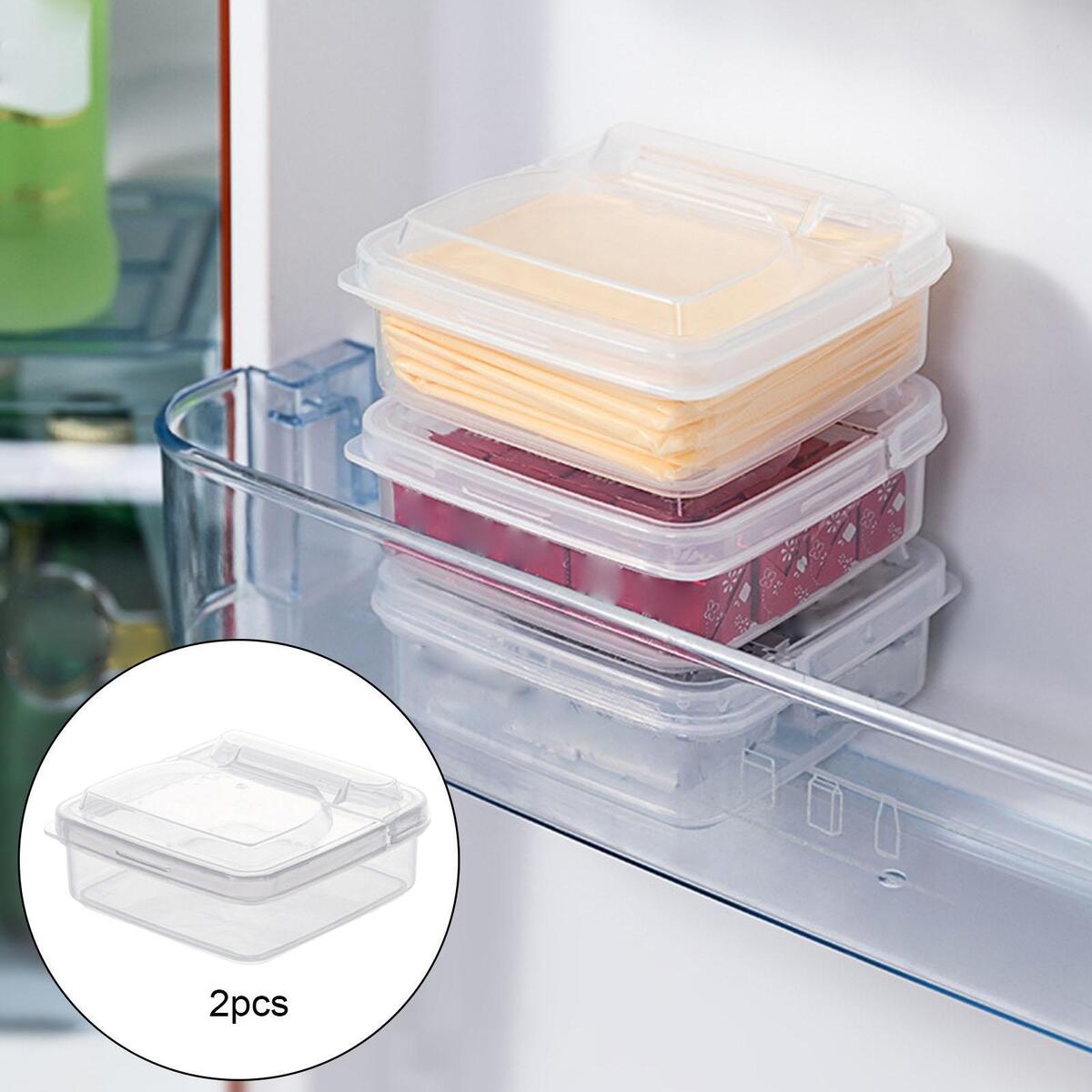 2Pcs Refrigerator Food Container Lunch Box Container Freezer Drawers Bins