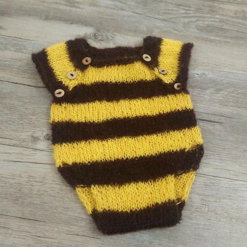 Bee Costume Newborn Baby Photography Props Handmade Crochet Baby Photo Outfits