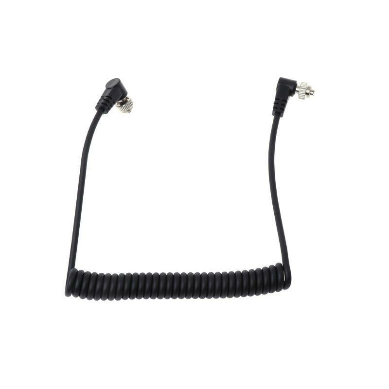 M-M PC Sync Cord Male To Male Flash Spring Cable With Screw Lock For CANON NIKON