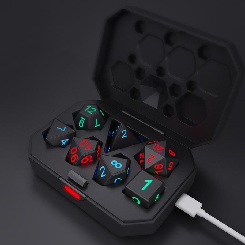 7pcs/set Electronic Dice LED D4-D20 Glow LED Cubes Game Board Table Games