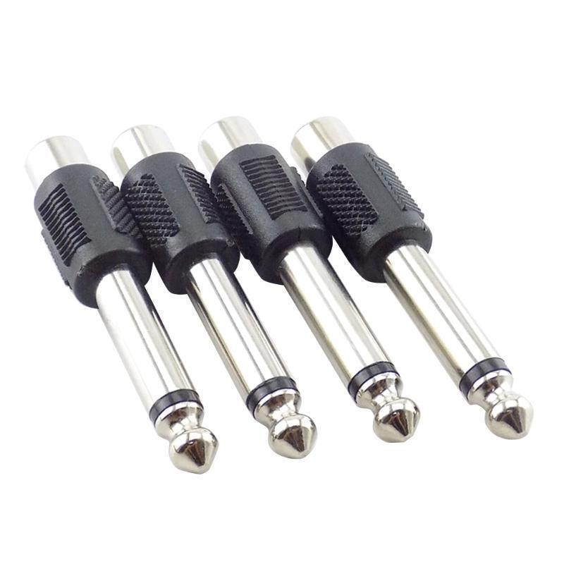 RCA to 1/4" Audio Adapter 6.35mm Plug Male to RCA Female Connectors 4-Pack