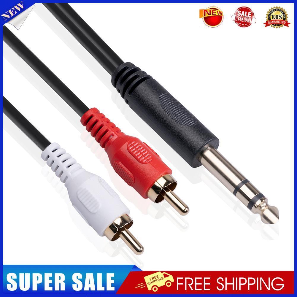 2 RCA to 1/4 inch 6.35mm TRS Stereo Audio Cable Male to Male 1.5m/4.9ft