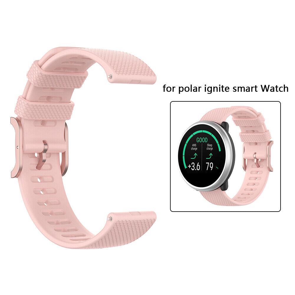 Silicone Smart Watch Strap for POLAR Ignite 20mm Replacement Band (Pink)