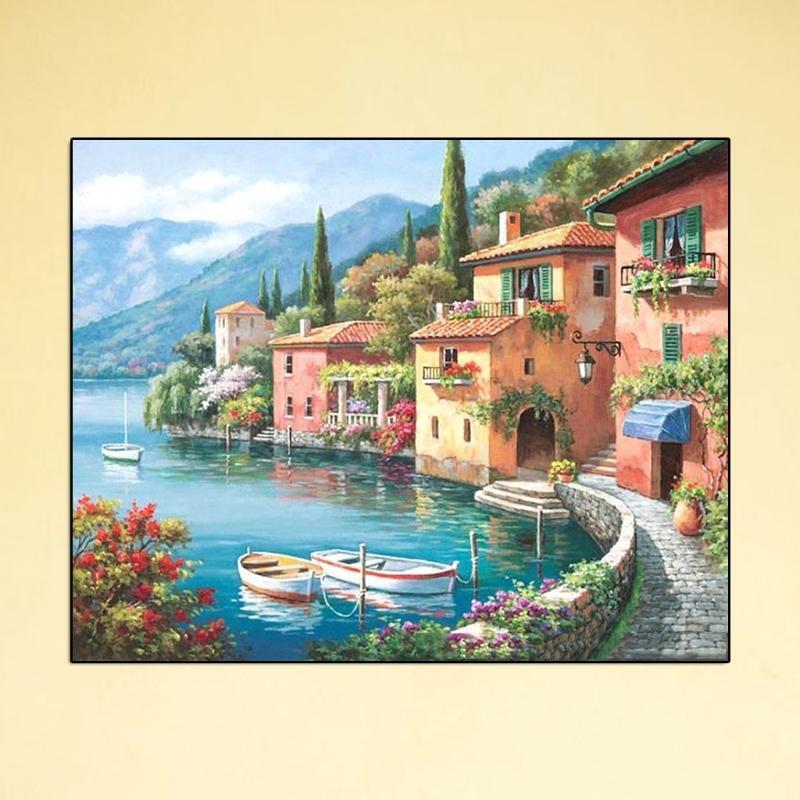 Harbor Digital Oil Painting Canvas DIY Unframed Paint By Number Home Decor Wall