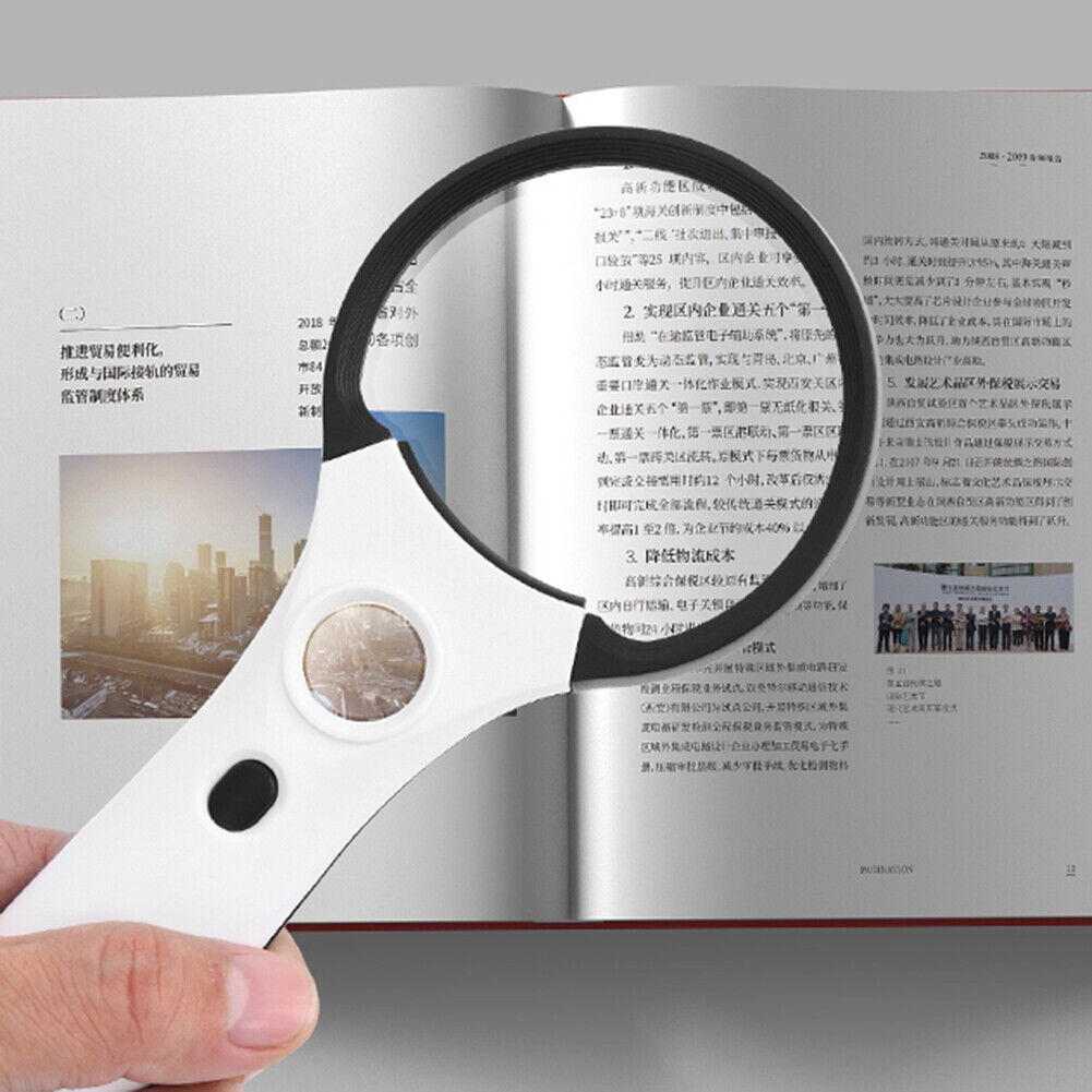 3x/45x Handheld Magnifying Glass Lens w/ 4LED Lights Illuminated Magnifier