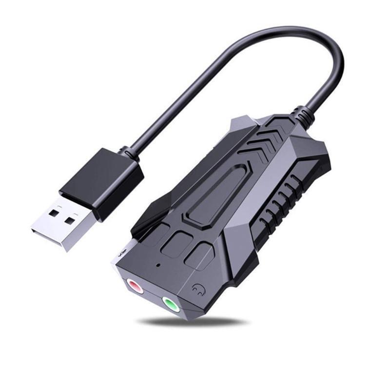 Plug and Play USB Sound Card External Stereo Sound Adapter Splitter Converter