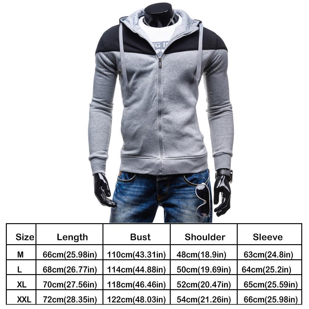 Men Spring Autumn Long-Sleeves Cardigan Hoodie Sweatershirt Coat (Grey 2XL)