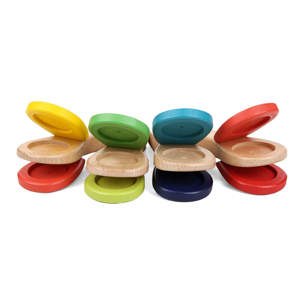 Baby Wooden Clapper Percussion Infant Handle Clapping Castanet Random Color