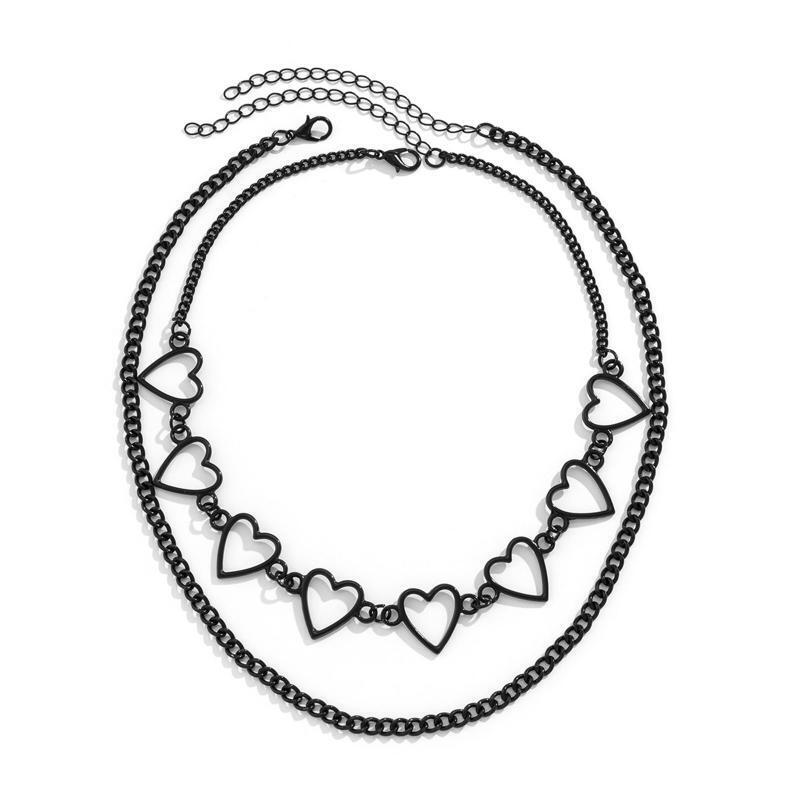 Heart Necklace Choker Goth Choker Chain Necklace Punk Clavicle Chain