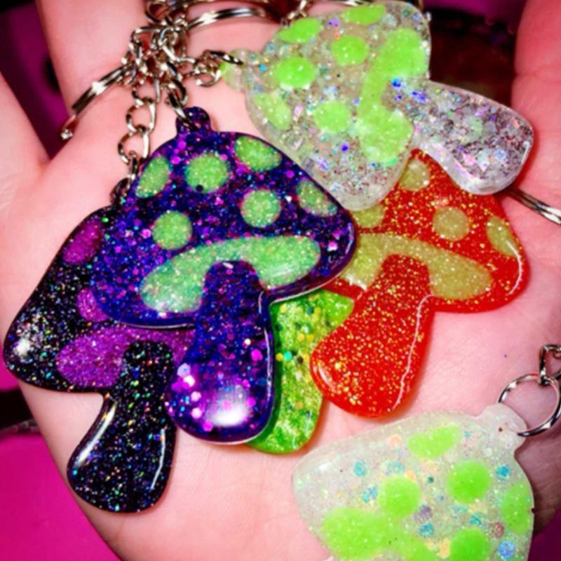 3Pieces Mushroom Shape Pendant Keychain Mold Epoxy Earring Mold Decor DIY