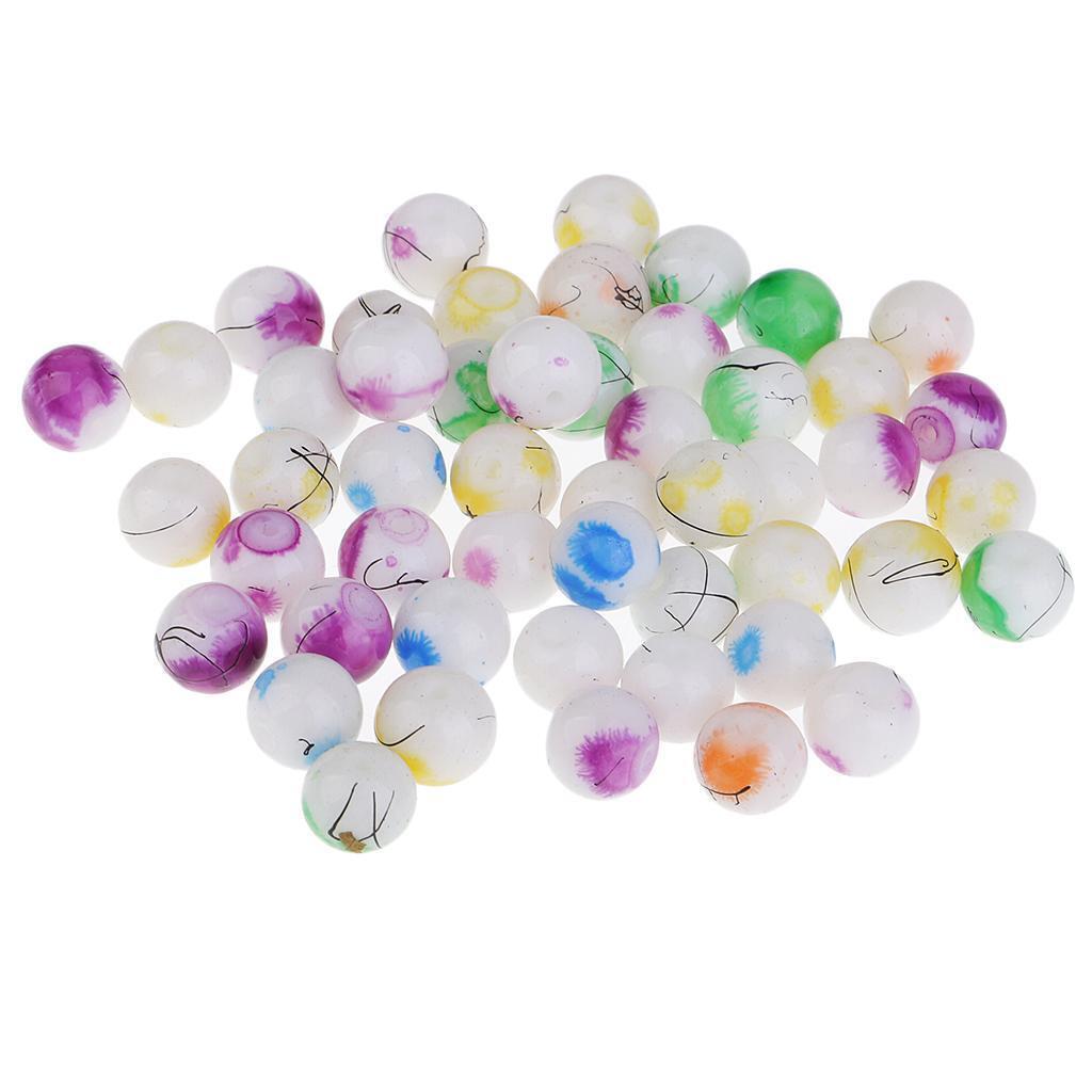 Pack 100 Multicolor 8mm Round Baking Painted Glass Beads for Jewelry Making