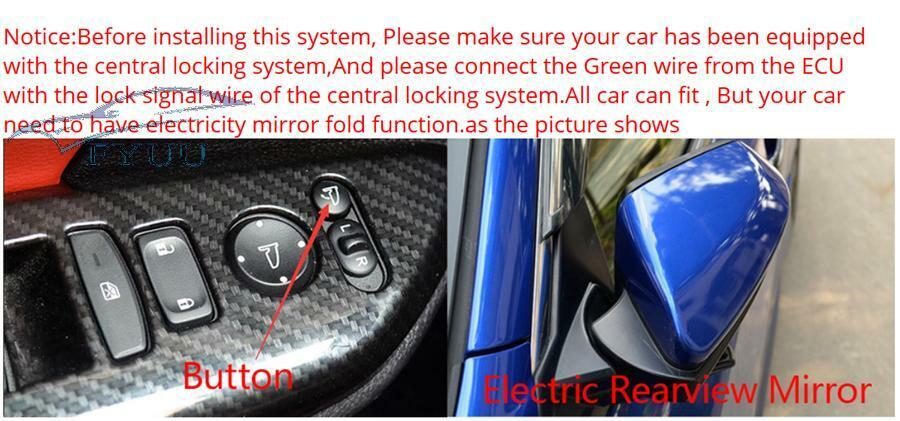 Car Universal Side Mirror Smart Auto Folding Automatic Folding/Unfloding Kit
