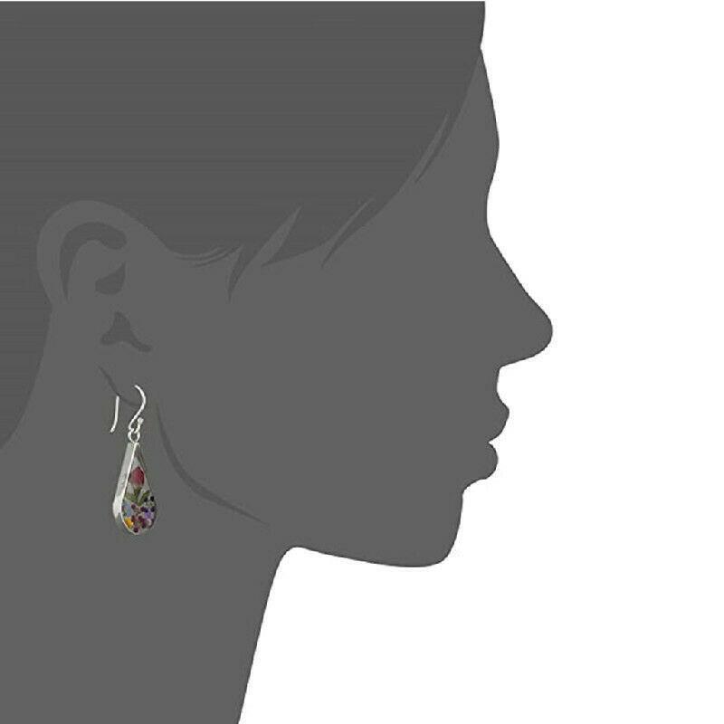 Women Red Pressed Rose Flower Drop Earrings Natural Rose Flower Teardrop Earring