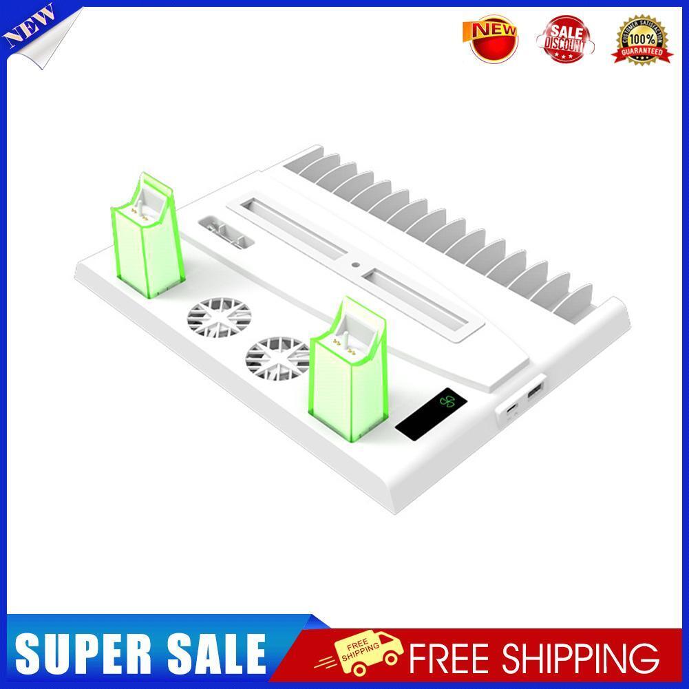 Vertical Cooling Fans Stand for PS5 Console Dual Controller Charger White