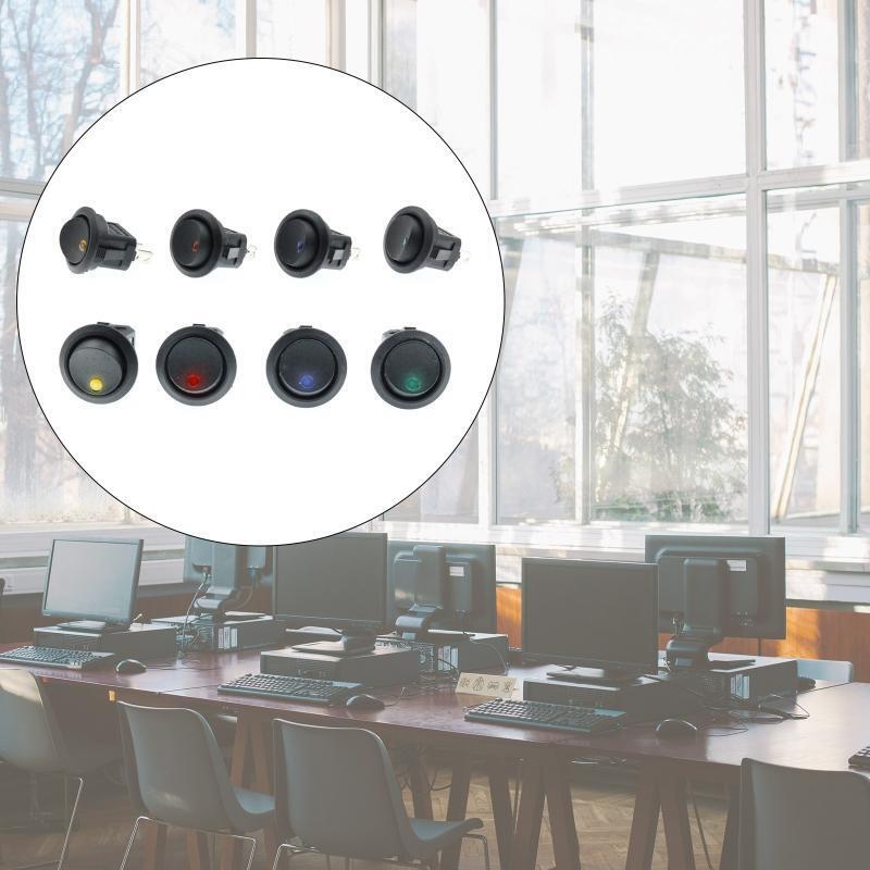20 Pieces Rocker Round LED Toggle Switches On-Off Switch Blue Green Yelllow Red