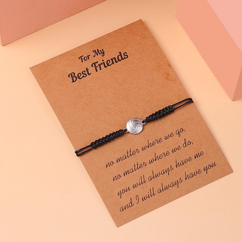Volleyball Bracelet Volleyball Rope Braided Rope Bracelet with Charm for Women
