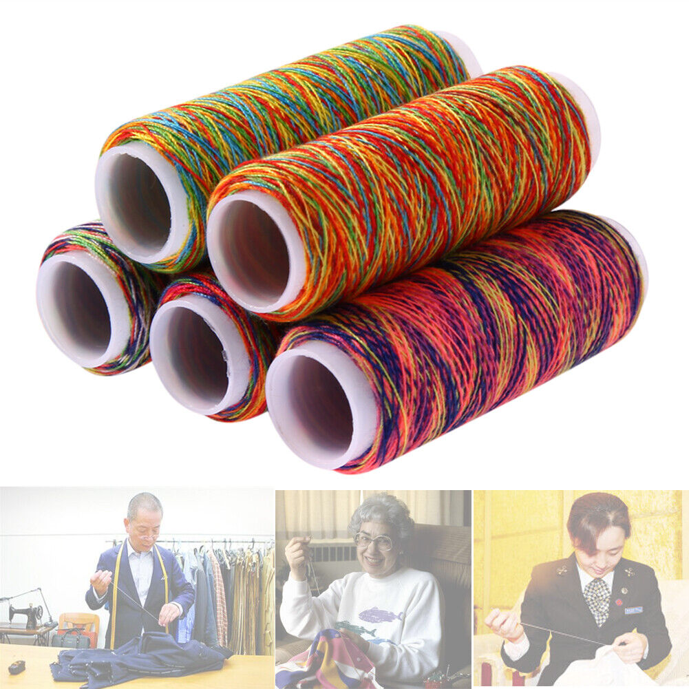 5pcs Rainbow Color Sewing Thread Hand Quilting Embroidery Sewing Thread