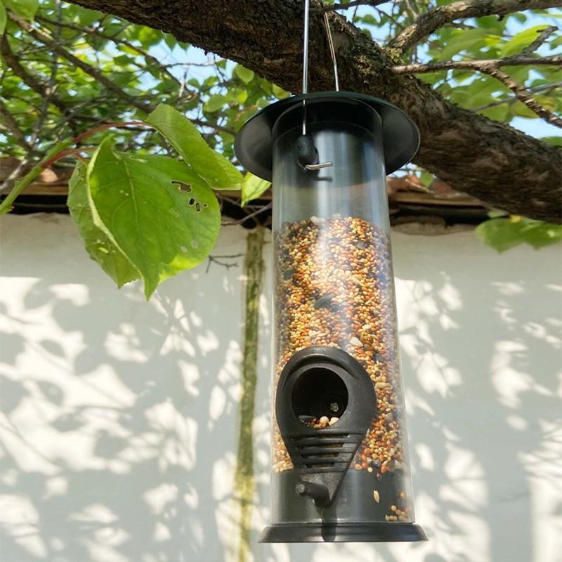 Plastic Bird Feeder Tube Hanging Wild Bird Seed Feeders Double Feeding Ports