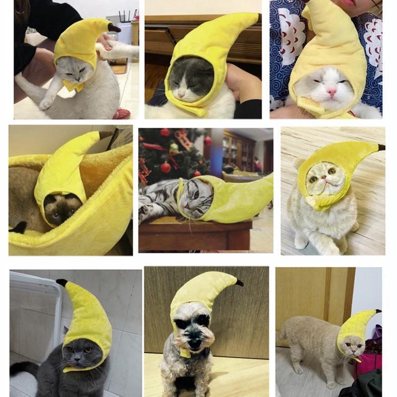 Cats Headgear Halloween Costume Cat Dog Hats Pet Props Accessory Banana Hat Gift