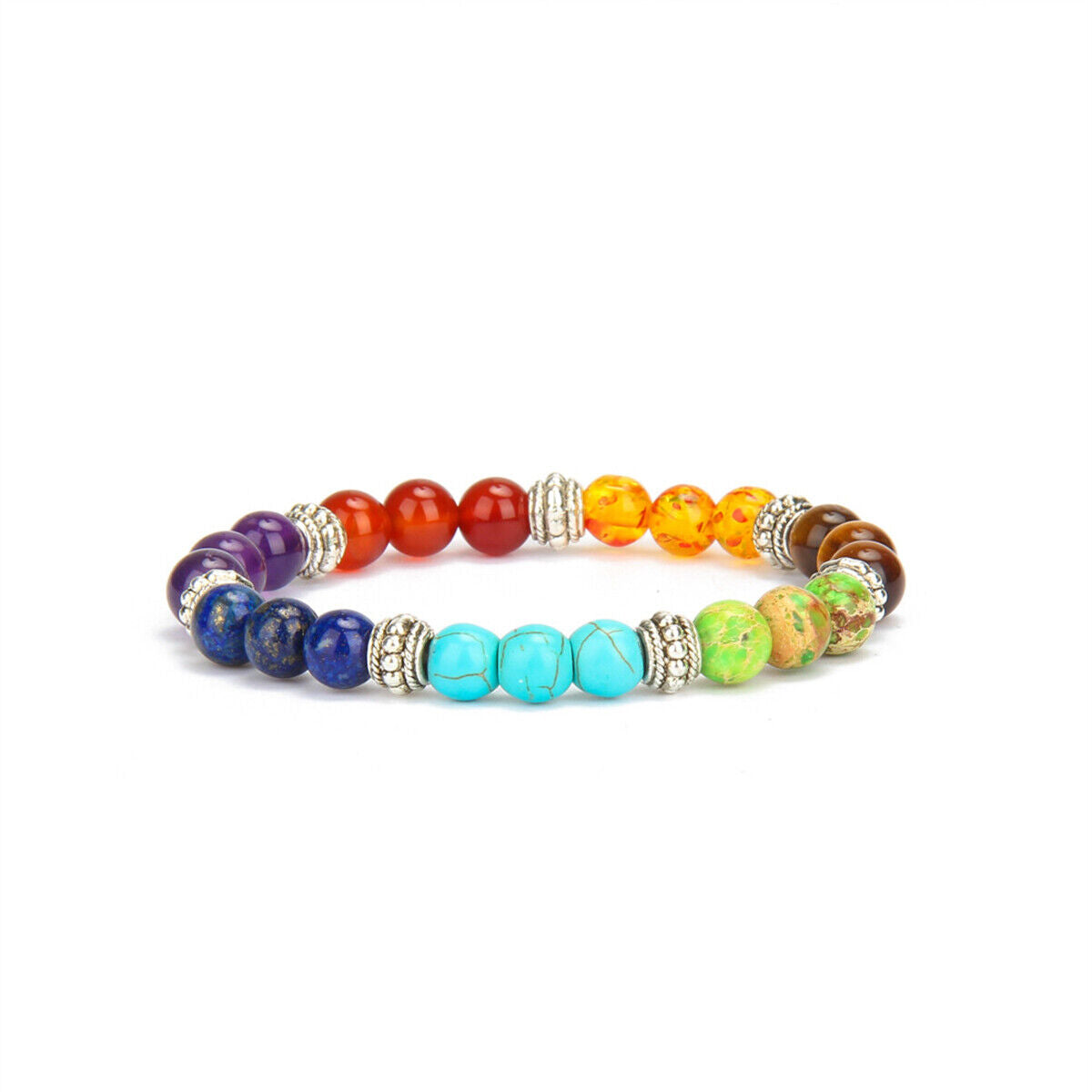 7 Chakra Healing Beaded Bracelet Natural Lava Yoga Reiki Stone Bracelet Jewelry
