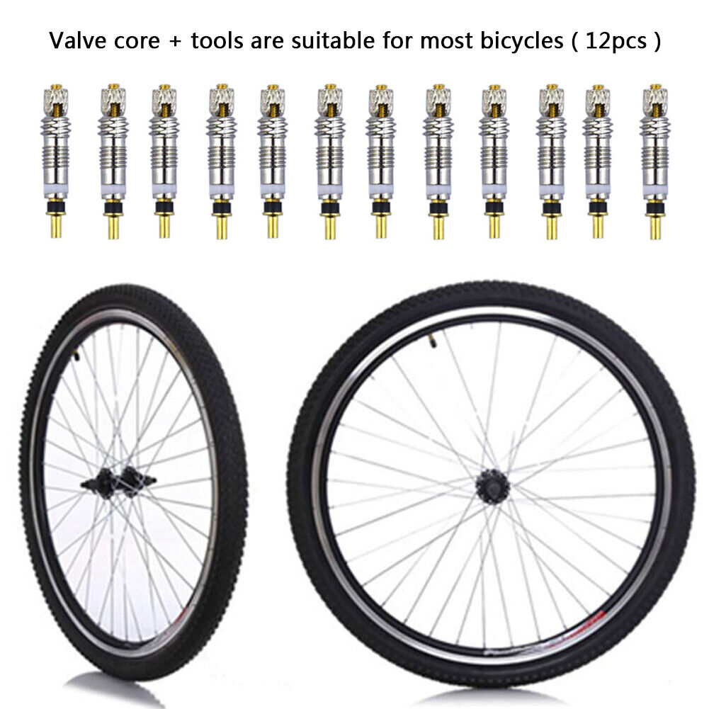 12pcs Brass Presta MTB Road Bike Bicycle Tire Valve Core + Removal Tool