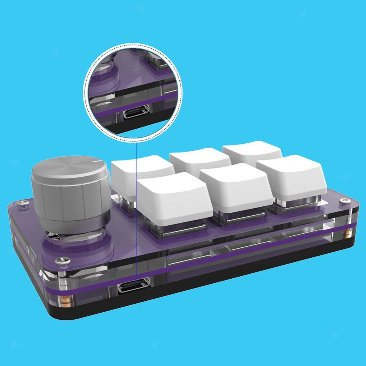 6Keys Mini Wired Mechanical Keyboard USB for E-Sports Computer Gaming Purple