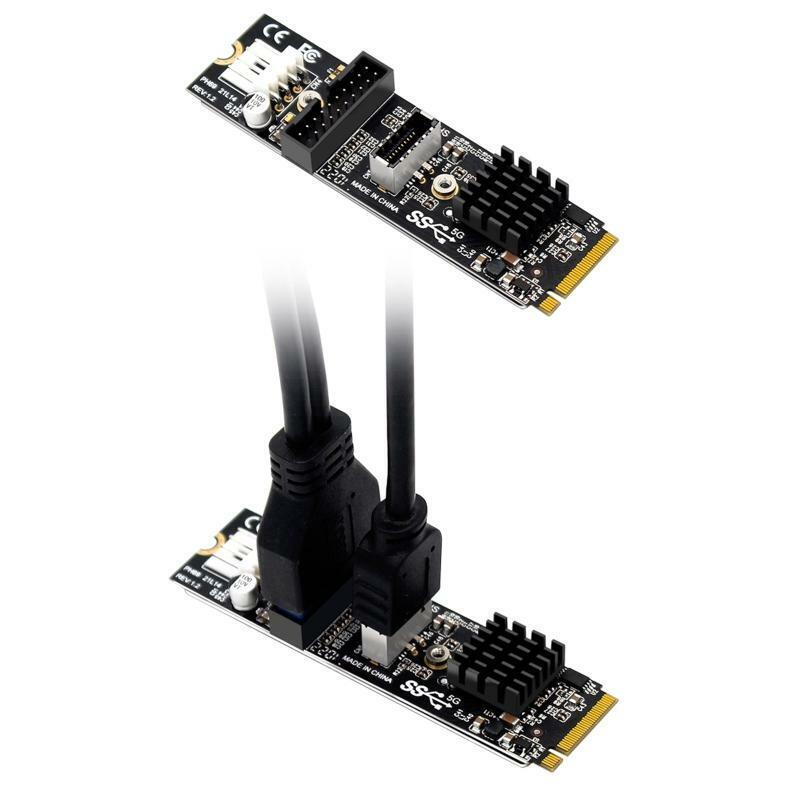 M.2 to USB Adapter, 19-Pin / 20pin USB3.1 Expansion Card with 4 Pin Power Port