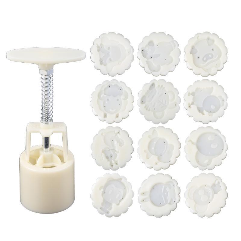 Chinese Zodiac Shape Moon Cake Mould Hand Pressure Cookies Cutter Enjoy Fun Gift
