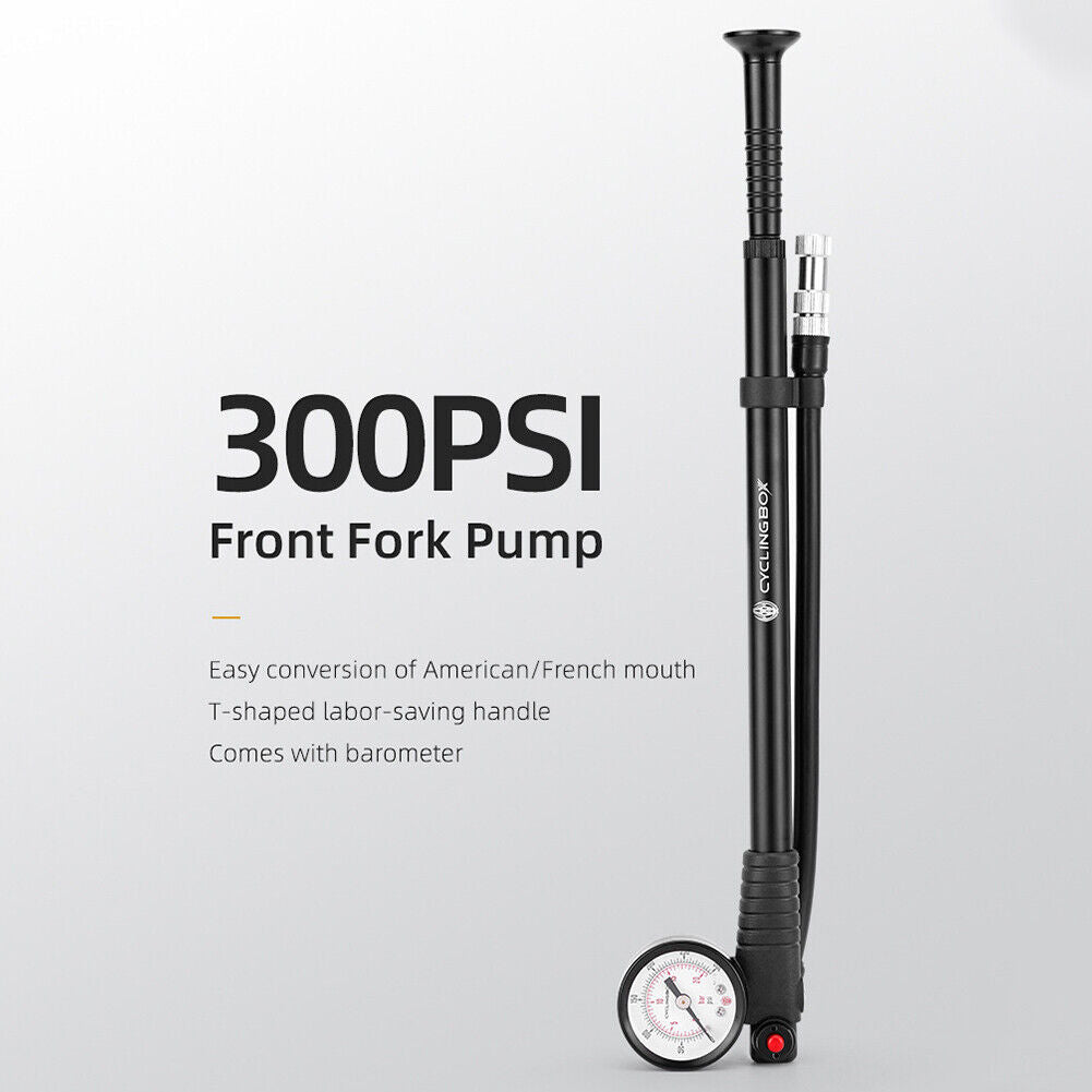 CYCLINGBOX 300PSI High Pressure Portable Bike Pump American/Presta Valve