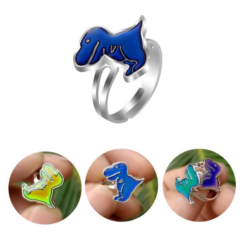 Fashion Thermochromic Ring Cute Cartoon Animal Tyrannosaurus Opening Adjustable