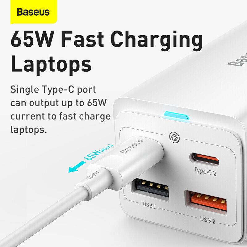 Baseus 65W GaN3 Pro Desktop Charger Power Strip Charging Station (White)