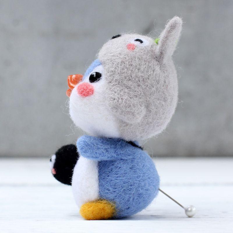 Penguin Wool Felt Crafts DIY Unfinished Poked Set Handcraft Needle Material Bag