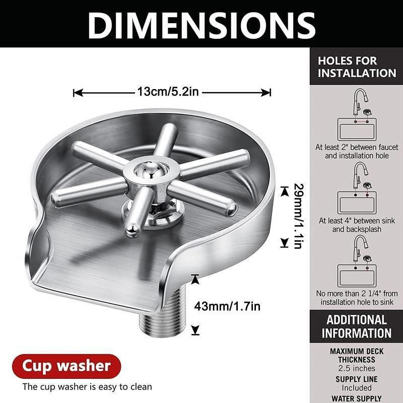 Stainless Steel Sink Glass Cup Rinser High Pressure Automatic Spraying