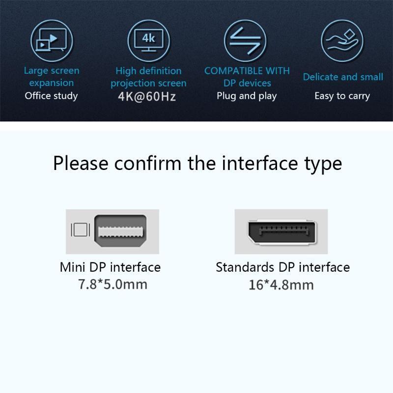 Daily Projection Screen Adapter Mini DP to DP Interface Stable Transmission